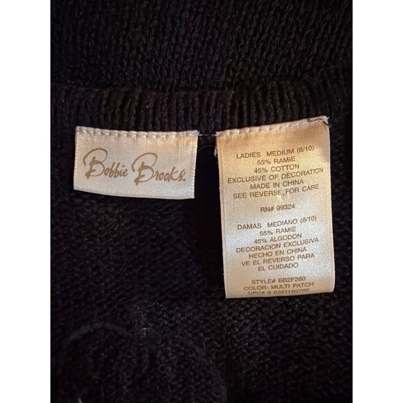 Bobbie Brooks Halloween Patchwork Knit Vest Women's M‎ Ramie Cotton - Picture 2 of 11